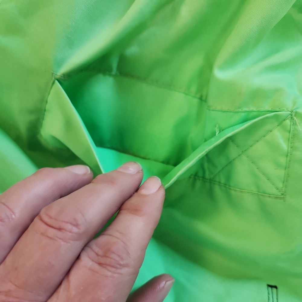 Body Ragz Vintage Neon Green Pastel Windbreaker Size XL 80s Y2K Gathered sleeve - Picture 8 of 9